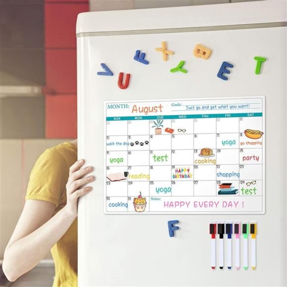 Calendar for Refrigerator Planner, Fridge Magnetic with Six Markers 11.8" x 17" - Picture 4 of 6